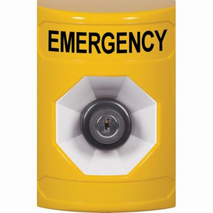 SS2203EM-EN STI Yellow No Cover Key-to-Activate Stopper Station with EMERGENCY Label English