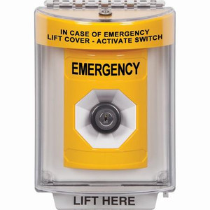 SS2233EM-EN STI Yellow Indoor/Outdoor Flush Key-to-Activate Stopper Station with EMERGENCY Label English