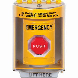 SS2272EM-EN STI Yellow Indoor/Outdoor Surface Key-to-Reset (Illuminated) Stopper Station with EMERGENCY Label English