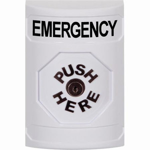 SS2300EM-EN STI White No Cover Key-to-Reset Stopper Station with EMERGENCY Label English