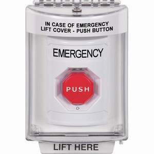 SS2349EM-EN STI White Indoor/Outdoor Flush w/ Horn Turn-to-Reset (Illuminated) Stopper Station with EMERGENCY Label English