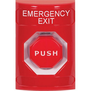 SS2005EX-EN STI Red No Cover Momentary (Illuminated) Stopper Station with EMERGENCY EXIT Label English