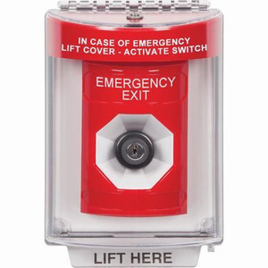 SS2033EX-EN STI Red Indoor/Outdoor Flush Key-to-Activate Stopper Station with EMERGENCY EXIT Label English