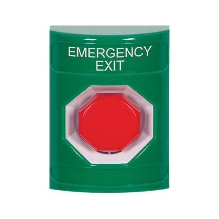 SS2102EX-EN STI Green No Cover Key-to-Reset (Illuminated) Stopper Station with EMERGENCY EXIT Label English