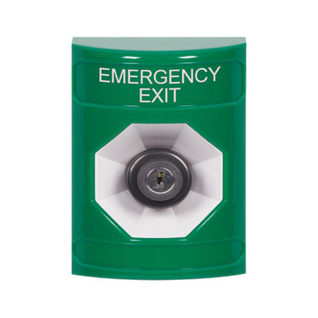 SS2103EX-EN STI Green No Cover Key-to-Activate Stopper Station with EMERGENCY EXIT Label English