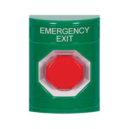 SS2105EX-EN STI Green No Cover Momentary (Illuminated) Stopper Station with EMERGENCY EXIT Label English
