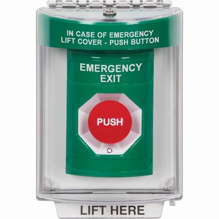 SS2131EX-EN STI Green Indoor/Outdoor Flush Turn-to-Reset Stopper Station with EMERGENCY EXIT Label English