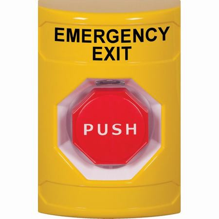 SS2208EX-EN STI Yellow No Cover Pneumatic (Illuminated) Stopper Station with EMERGENCY EXIT Label English