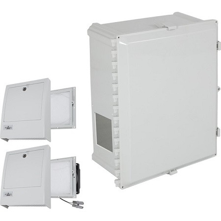 EP161409-O3 STI Polycarbonate Enclosure with NEMA 3R Filter Fan w/ Filter Vent 16 x 14 x 9 Opaque