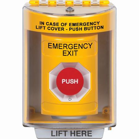 SS2271EX-EN STI Yellow Indoor/Outdoor Surface Turn-to-Reset Stopper Station with EMERGENCY EXIT Label English