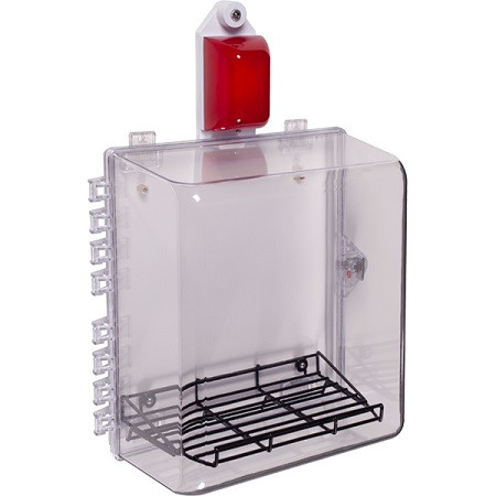 STI-7535MED STI Polycarbonate Cabinet with Wire Shelf, Siren/Strobe Alarm & Thumb Lock