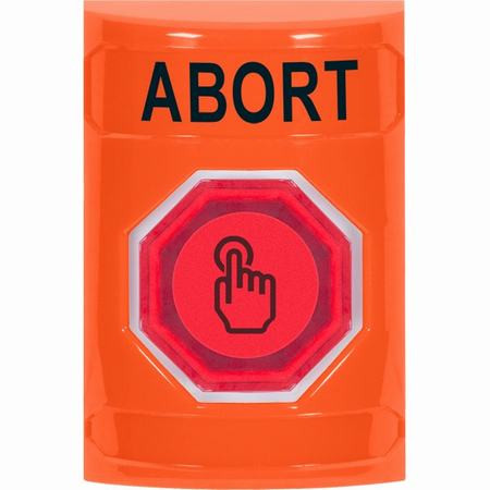 SS2506AB-EN STI Orange No Cover Momentary (Illuminated) with Orange Lens Stopper Station with ABORT Label English