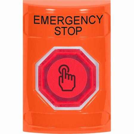 SS2506ES-EN STI Orange No Cover Momentary (Illuminated) with Orange Lens Stopper Station with EMERGENCY STOP Label English