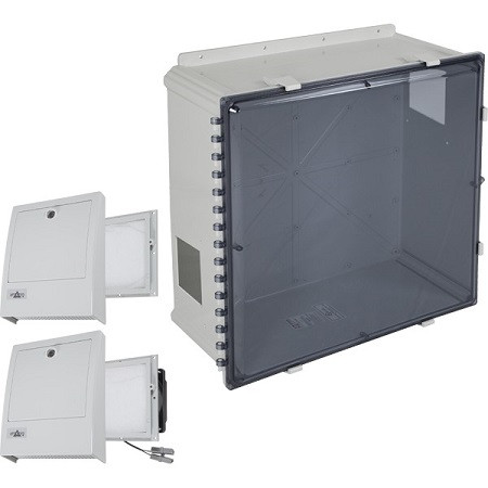EP242410-T3 STI Polycarbonate Enclosure with NEMA 3R Filter Fan w/ Filter Vent 24 x 24 x 10 Tinted