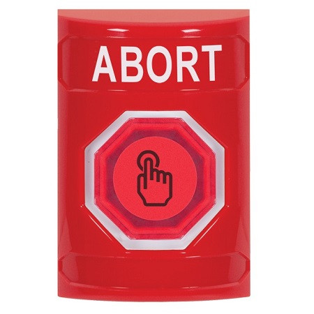 SS2007AB-EN STI Red No Cover Weather Resistant Momentary (Illuminated) with Red Lens Stopper Station with ABORT Label English