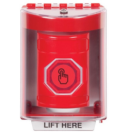 SS2087NT-EN STI Red Indoor/Outdoor Surface w/ Horn Weather Resistant Momentary (Illuminated) with Red Lens Stopper Station with No Text Label English