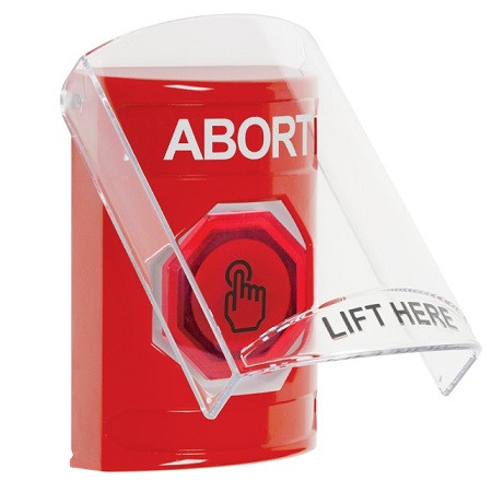 SS20A7AB-EN STI Red Indoor Only Flush or Surface w/ Horn Weather Resistant Momentary (Illuminated) with Red Lens Stopper Station with ABORT Label English