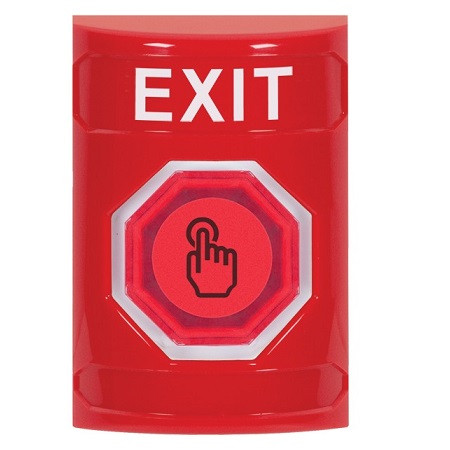 SS2006XT-EN STI Red No Cover Momentary (Illuminated) with Red Lens Stopper Station with EXIT Label English