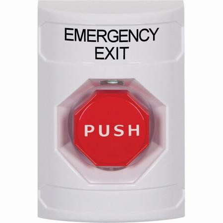 SS2302EX-EN STI White No Cover Key-to-Reset (Illuminated) Stopper Station with EMERGENCY EXIT Label English