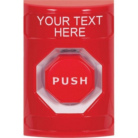 SS2002ZA-EN STI Red No Cover Key-to-Reset (Illuminated) Stopper Station with Non-Returnable Custom Text Label English