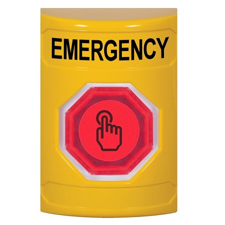 SS2207EM-EN STI Yellow No Cover Weather Resistant Momentary (Illuminated) with Red Lens Stopper Station with EMERGENCY Label English