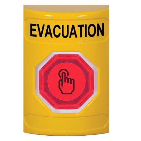SS2206EV-EN STI Yellow No Cover Momentary (Illuminated) with Red Lens Stopper Station with EVACUATION Label English