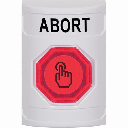 SS2307AB-EN STI White No Cover Weather Resistant Momentary (Illuminated) with Red Lens Stopper Station with ABORT Label English