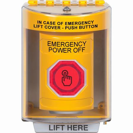 SS2276PO-EN STI Yellow Indoor/Outdoor Surface Momentary (Illuminated) with Red Lens Stopper Station with EMERGENCY POWER OFF Label English