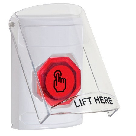 SS2327NT-EN STI White Indoor Only Flush or Surface Weather Resistant Momentary (Illuminated) with Red Lens Stopper Station with No Text Label English