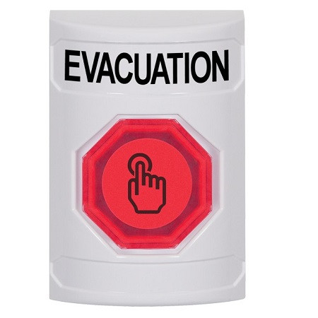 SS2306EV-EN STI White No Cover Momentary (Illuminated) with Red Lens Stopper Station with EVACUATION Label English