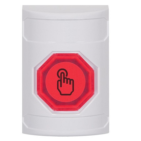 SS2306NT-EN STI White No Cover Momentary (Illuminated) with Red Lens Stopper Station with No Text Label English