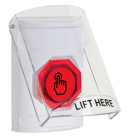 SS2326NT-EN STI White Indoor Only Flush or Surface Momentary (Illuminated) with Red Lens Stopper Station with No Text Label English