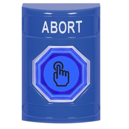 SS2407AB-EN STI Blue No Cover Weather Resistant Momentary (Illuminated) with Blue Lens Stopper Station with ABORT Label English