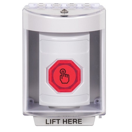 SS2376NT-EN STI White Indoor/Outdoor Surface Momentary (Illuminated) with Red Lens Stopper Station with No Text Label English