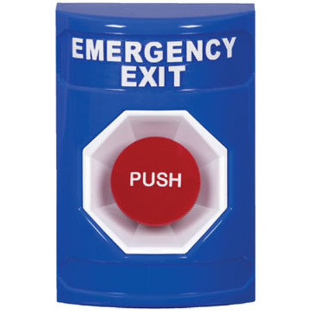 SS2404EX-EN STI Blue No Cover Momentary Stopper Station with EMERGENCY EXIT Label English