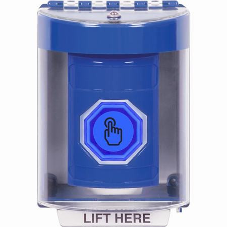 SS2487NT-EN STI Blue Indoor/Outdoor Surface w/ Horn Weather Resistant Momentary (Illuminated) with Blue Lens Stopper Station with No Text Label English