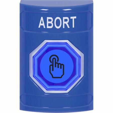 SS2406AB-EN STI Blue No Cover Momentary (Illuminated) with Blue Lens Stopper Station with ABORT Label English