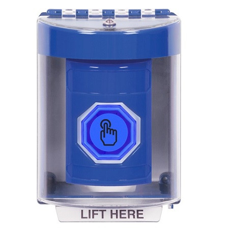 SS2476NT-EN STI Blue Indoor/Outdoor Surface Momentary (Illuminated) with Blue Lens Stopper Station with No Text Label English