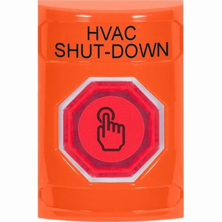 SS2507HV-EN STI Orange No Cover Weather Resistant Momentary (Illuminated) with Orange Lens Stopper Station with HVAC SHUT DOWN Label English