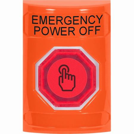 SS2507PO-EN STI Orange No Cover Weather Resistant Momentary (Illuminated) with Orange Lens Stopper Station with EMERGENCY POWER OFF Label English