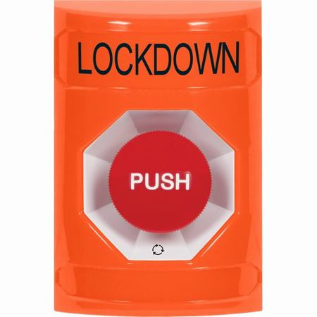 SS2501LD-EN STI Orange No Cover Turn-to-Reset Stopper Station with LOCKDOWN Label English