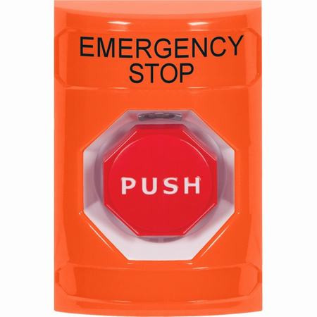 SS2502ES-EN STI Orange No Cover Key-to-Reset (Illuminated) Stopper Station with EMERGENCY STOP Label English