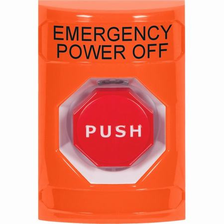 SS2505PO-EN STI Orange No Cover Momentary (Illuminated) Stopper Station with EMERGENCY POWER OFF Label English