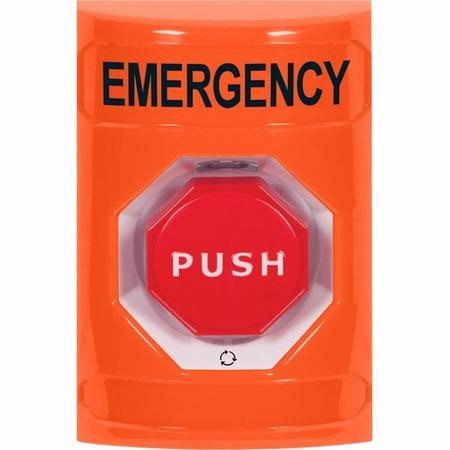 SS2509EM-EN STI Orange No Cover Turn-to-Reset (Illuminated) Stopper Station with EMERGENCY Label English