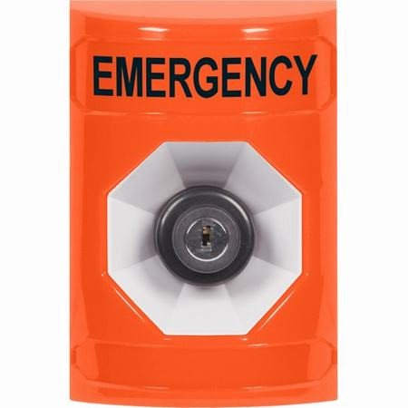 SS2503EM-EN STI Orange No Cover Key-to-Activate Stopper Station with EMERGENCY Label English
