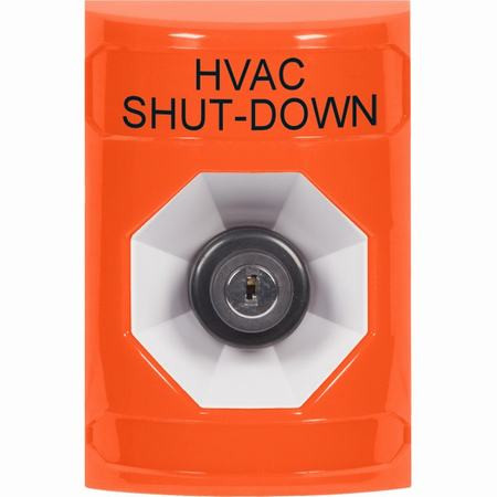 SS2503HV-EN STI Orange No Cover Key-to-Activate Stopper Station with HVAC SHUT DOWN Label English