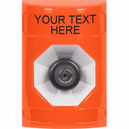 SS2503ZA-EN STI Orange No Cover Key-to-Activate Stopper Station with Non-Returnable Custom Text Label English