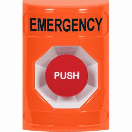 SS2504EM-EN STI Orange No Cover Momentary Stopper Station with EMERGENCY Label English