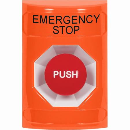 SS2504ES-EN STI Orange No Cover Momentary Stopper Station with EMERGENCY STOP Label English