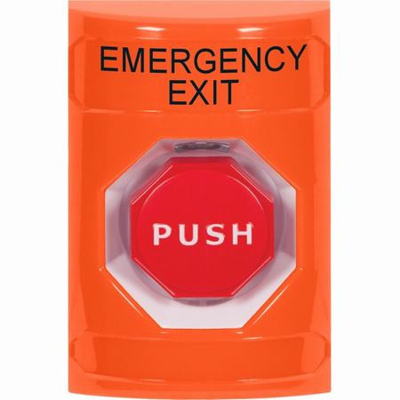 SS2508EX-EN STI Orange No Cover Pneumatic (Illuminated) Stopper Station with EMERGENCY EXIT Label English